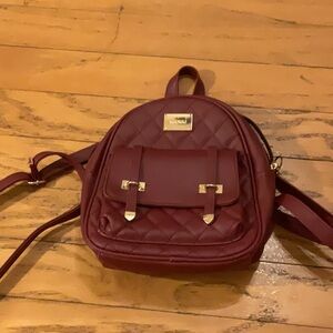 Red Leather Mini Backpack with Adjustable Straps